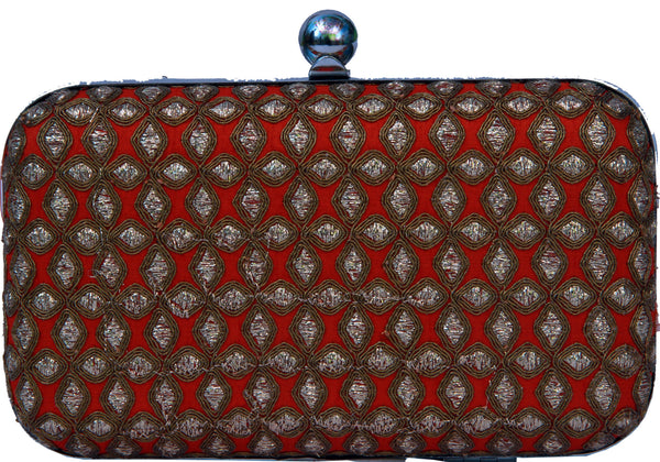 Embroidered Box Clutch Bag with Sling