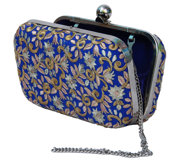 Embroidered Box Clutch Bag with Sling