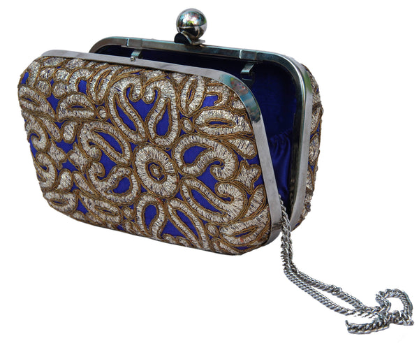 Embroidered Box Clutch Bag with Sling