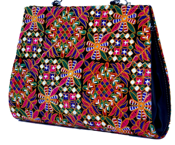 Rajasthani & Gujarati Embroidery Flower Designs Clutch / Sling / Hand Bag |  eBay