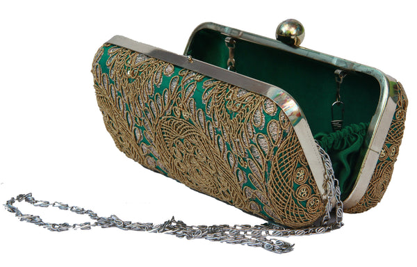 Zari embroidered box clutch