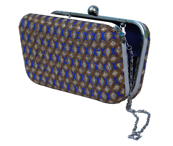 Zari embroidered box clutch