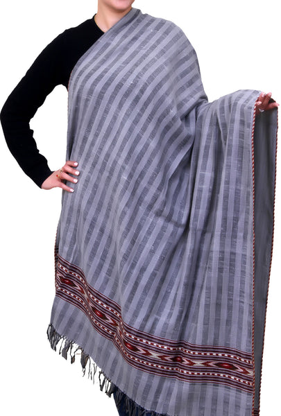 Pure Wool Kullu Shawl with Woven Kinnauri Border