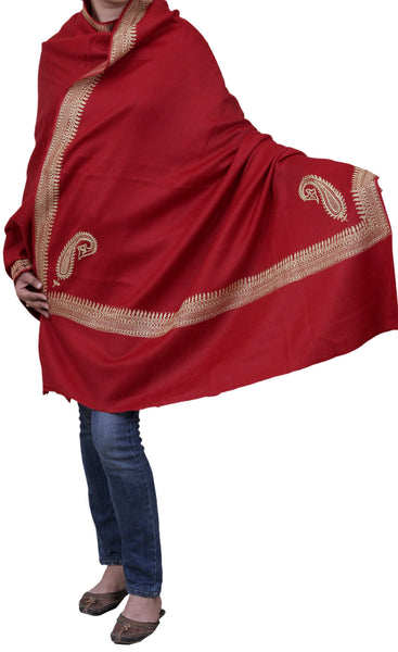 Woolen Shawl with Kashmiri Machine Zari Tilla Embroidery