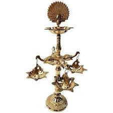 Pure Brass Peacock and Elephant Diya Stand